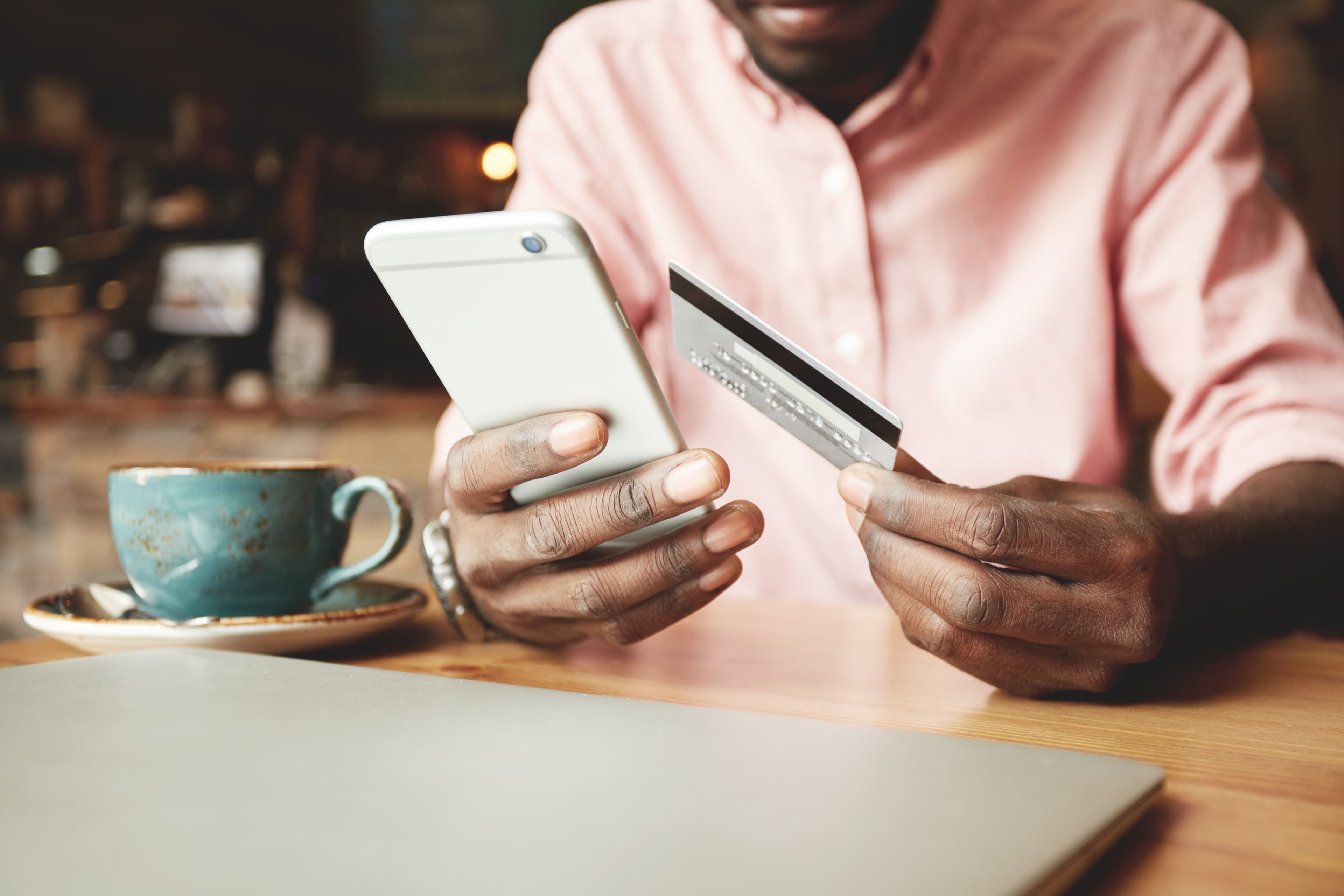 Man holding credit card